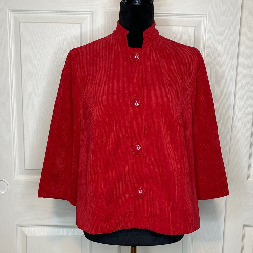 Vintage Requirements Red Corduroy Crew-Neck Button Down Jacket